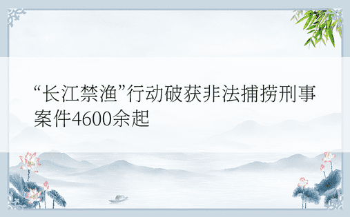 “长江禁渔”行动破获非法捕捞刑事案件4600余起